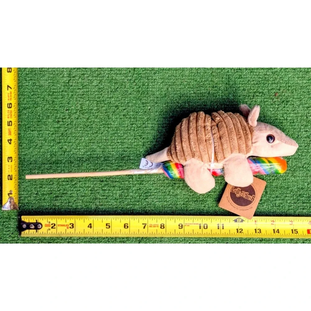 The Petting Zoo Armadillo Lolly Plush Stuffed Animal Wildlife 9” Lollipop NWT
